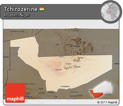 Satellite 3D Map of Tchirozerine, darken