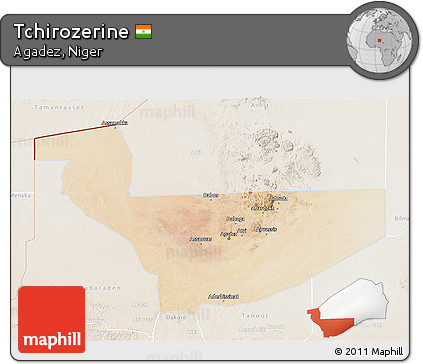 Satellite 3D Map of Tchirozerine, lighten