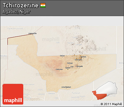 Satellite 3D Map of Tchirozerine, lighten