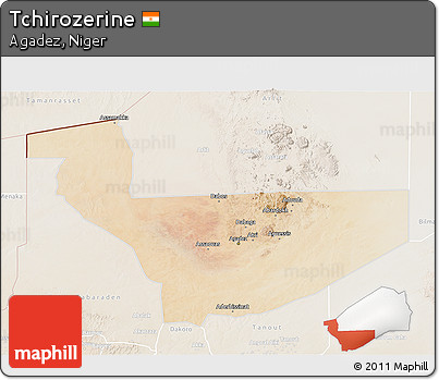 Satellite 3D Map of Tchirozerine, lighten