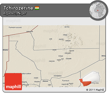 Shaded Relief 3D Map of Tchirozerine