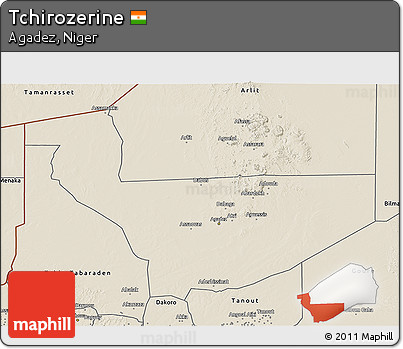 Shaded Relief 3D Map of Tchirozerine