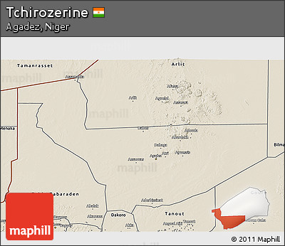 Shaded Relief 3D Map of Tchirozerine