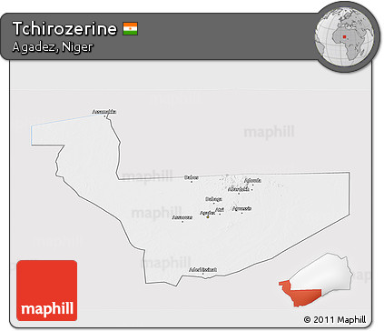Silver Style 3D Map of Tchirozerine, single color outside