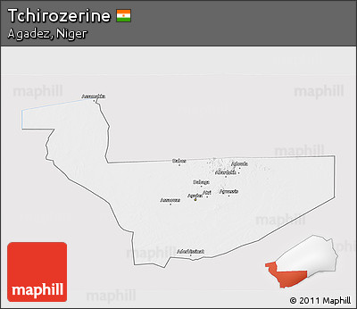 Silver Style 3D Map of Tchirozerine, single color outside