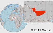 Gray Location Map of Tchirozerine, hill shading