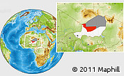 Physical Location Map of Tchirozerine, highlighted country, highlighted parent region, within the entire country