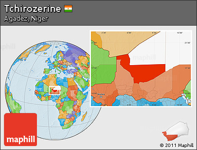 Political Location Map of Tchirozerine, highlighted parent region