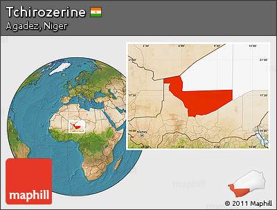 Satellite Location Map of Tchirozerine, highlighted parent region