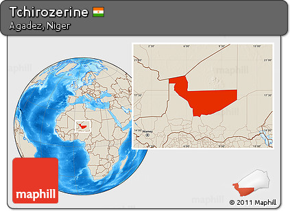 Shaded Relief Location Map of Tchirozerine