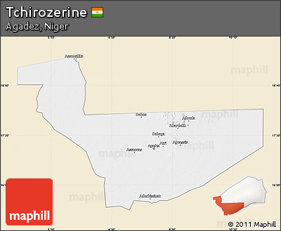 Classic Style Map of Tchirozerine, single color outside