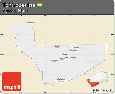 Classic Style Map of Tchirozerine, single color outside
