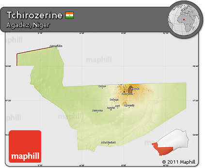 Physical Map of Tchirozerine, cropped outside
