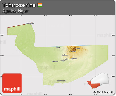 Physical Map of Tchirozerine, cropped outside