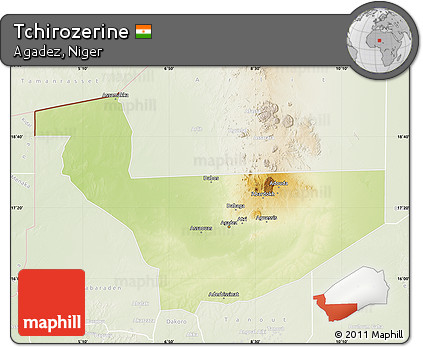 Physical Map of Tchirozerine, lighten
