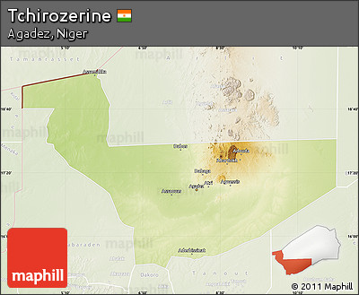 Physical Map of Tchirozerine, lighten