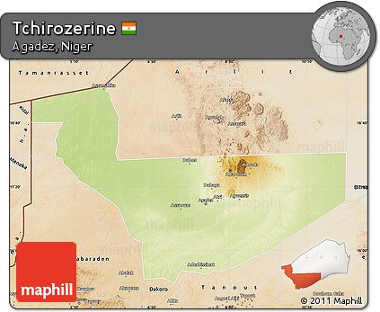 Physical Map of Tchirozerine, satellite outside