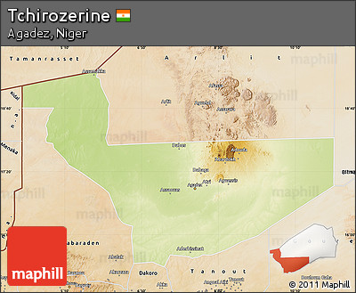 Physical Map of Tchirozerine, satellite outside
