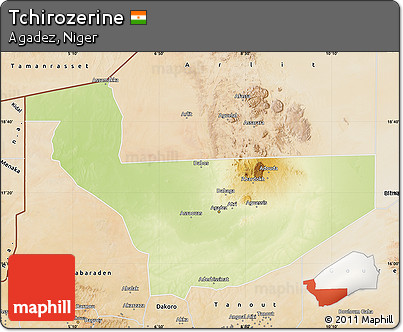 Physical Map of Tchirozerine, satellite outside