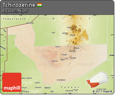 Satellite Map of Tchirozerine, physical outside