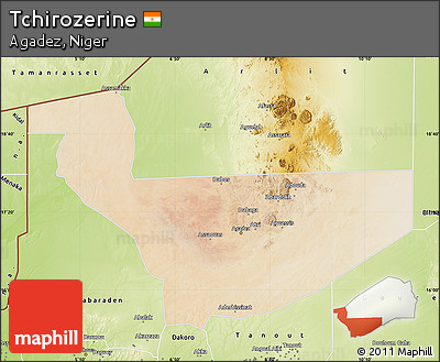 Satellite Map of Tchirozerine, physical outside