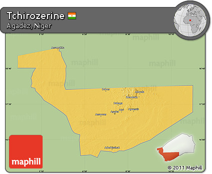 Savanna Style Map of Tchirozerine, single color outside