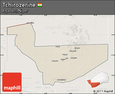 Shaded Relief Map of Tchirozerine, lighten