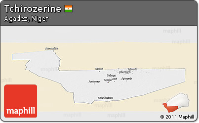 Classic Style Panoramic Map of Tchirozerine, single color outside