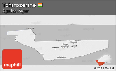 Gray Panoramic Map of Tchirozerine, single color outside