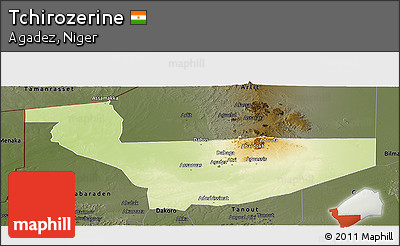 Physical Panoramic Map of Tchirozerine, darken