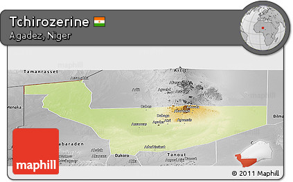 Physical Panoramic Map of Tchirozerine, desaturated