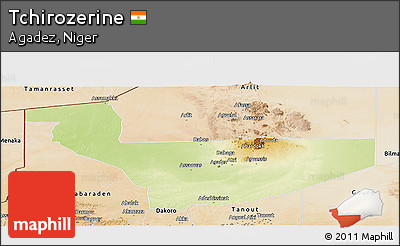 Physical Panoramic Map of Tchirozerine, satellite outside