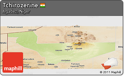 Physical Panoramic Map of Tchirozerine, satellite outside
