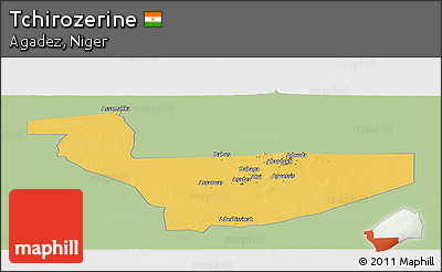 Savanna Style Panoramic Map of Tchirozerine, single color outside