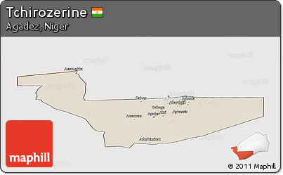 Shaded Relief Panoramic Map of Tchirozerine, cropped outside