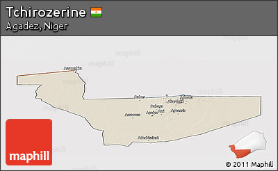 Shaded Relief Panoramic Map of Tchirozerine, cropped outside