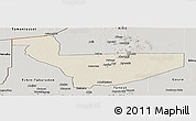 Shaded Relief Panoramic Map of Tchirozerine, semi-desaturated