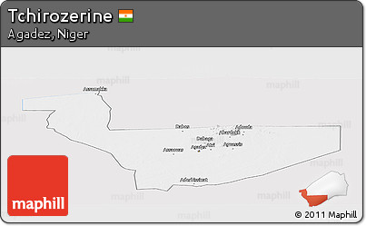 Silver Style Panoramic Map of Tchirozerine, single color outside