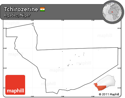 Blank Simple Map of Tchirozerine, cropped outside, no labels