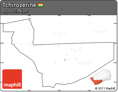 Blank Simple Map of Tchirozerine, cropped outside, no labels