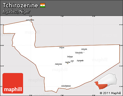 Classic Style Simple Map of Tchirozerine, cropped outside