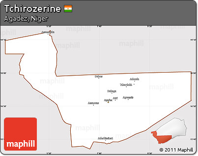 Classic Style Simple Map of Tchirozerine, cropped outside