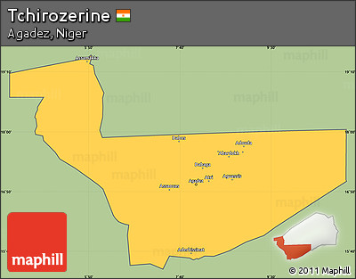 Savanna Style Simple Map of Tchirozerine, cropped outside
