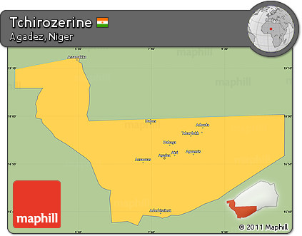 Savanna Style Simple Map of Tchirozerine, single color outside