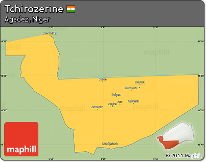 Savanna Style Simple Map of Tchirozerine, single color outside