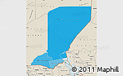 Political Shades Map of Diffa, shaded relief outside