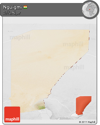 Satellite 3D Map of Nguigmi, lighten, desaturated
