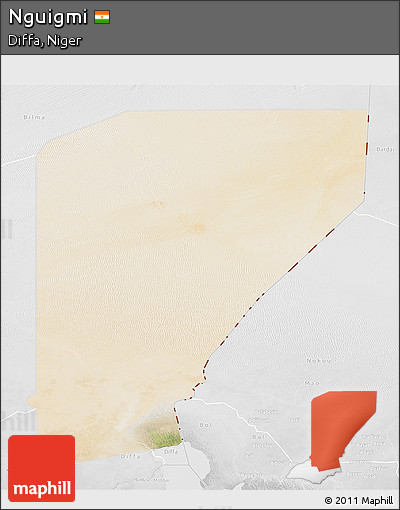 Satellite 3D Map of Nguigmi, lighten, desaturated