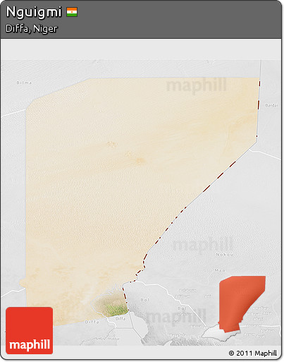 Satellite 3D Map of Nguigmi, lighten, desaturated