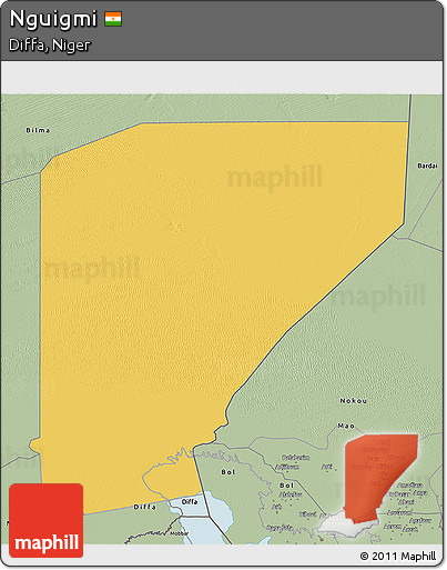 Savanna Style 3D Map of Nguigmi
